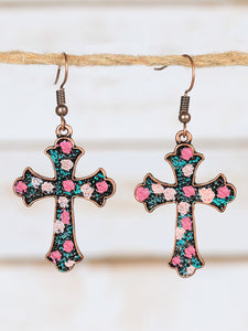 Floral Cross Earrings