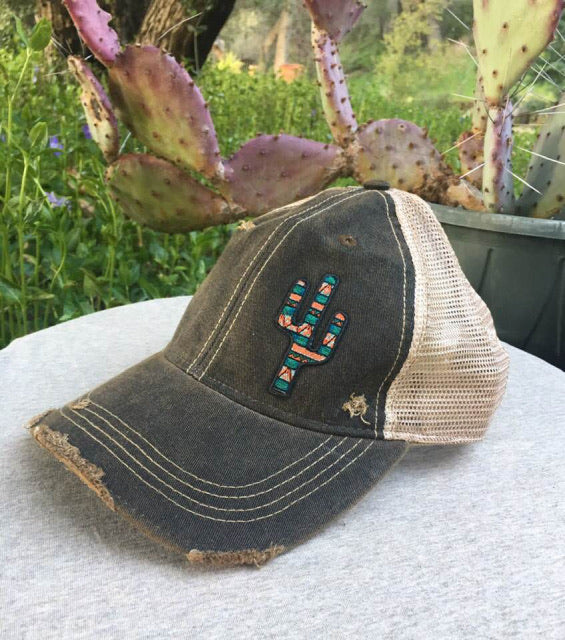 Southwest Cactus Distressed Cap